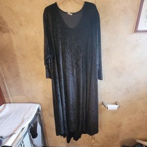 Vintage Peggy Lutz Black Crushed Velvet Feeling Longsleeve Dress